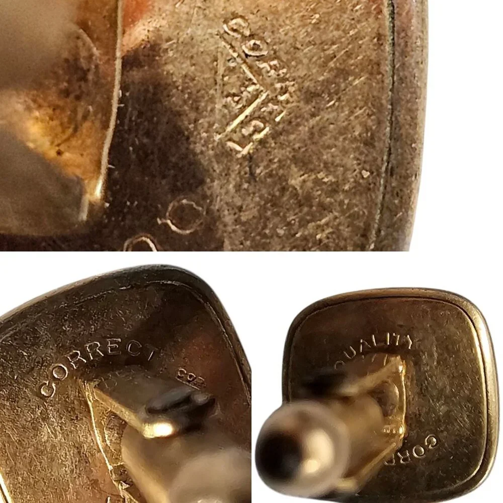 Correct Quality Tigers Eye Cufflinks Brown Yellow Vintage Gold Tone MCM Jewelry